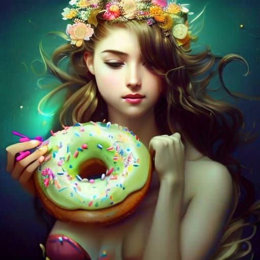 Big donut pretty girl