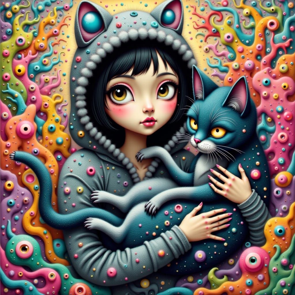 A captivating and enigmatic portrait of a young woman, circa 20s, with fair Caucasian skin, beset by an aura of wistful melancholy, her larg...