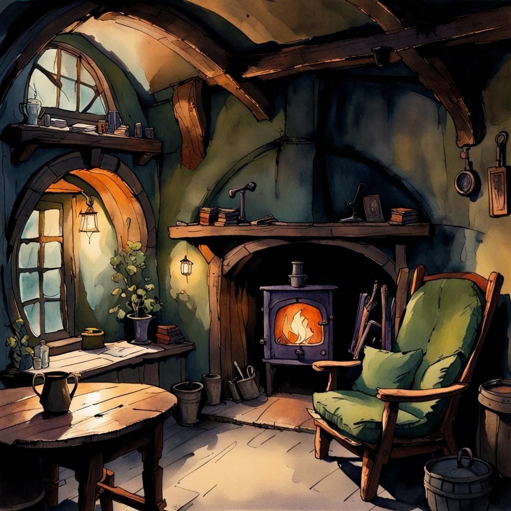 Cosy Hobbit hole interior