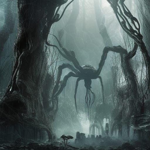 Twisted tree branches or giant spider…enter if you dare false