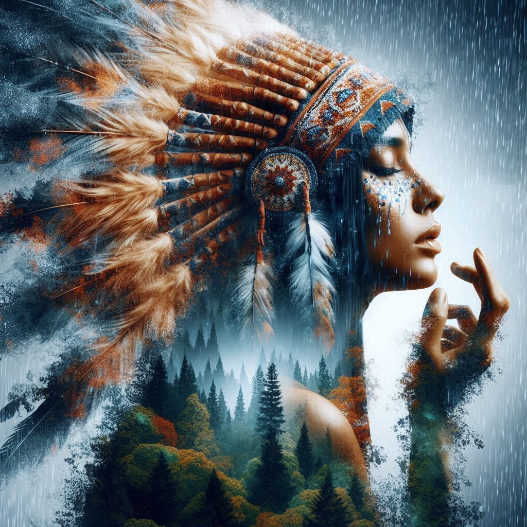 double exposure beautiful fantasy DALL-E 3 portrait landscape..