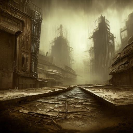 Liminal space Apocalyptic creepy abandoned city center