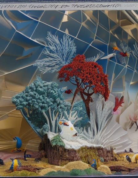 Hyperrealistic Plastic Relief Carving in Layered Paper Style