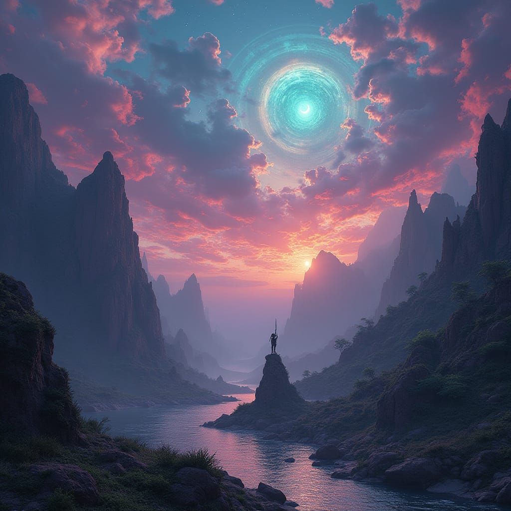 Ethereal Dreamworlds: Ancient Mystical Realm in Vibrant, Sur...