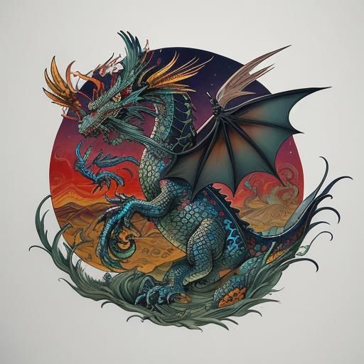 variety of dragons & dragonflies Illustrations featuring var...