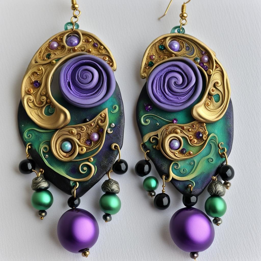Beaded Polymer Clay Earrings