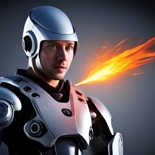 Humanoid robot with a flamethrower