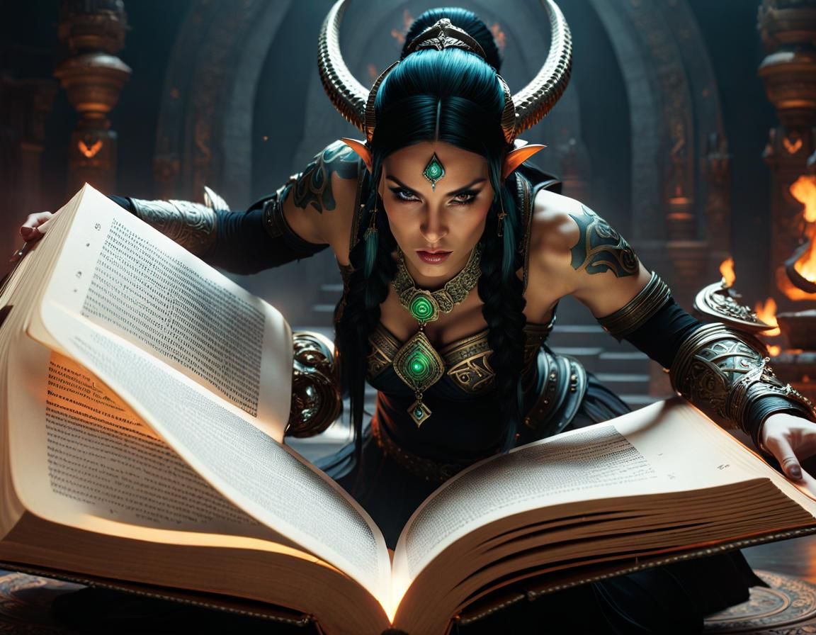 Epic D&D Demigoddess Battles Orcs in Hyperrealistic Art