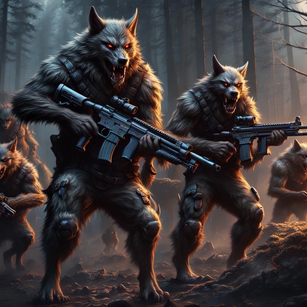 Werewolf army, with guns