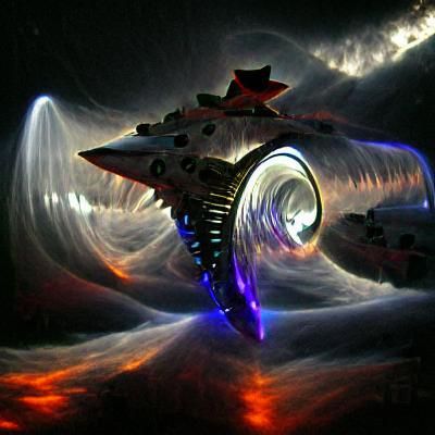 Spaceship in a vortex with lights