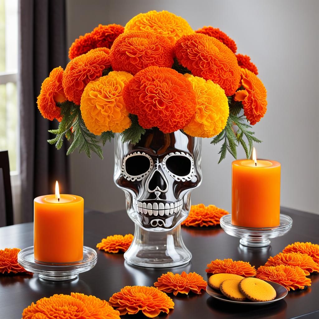 Day of the Dead Marigolds - AI Generated Artwork - NightCafe Creator