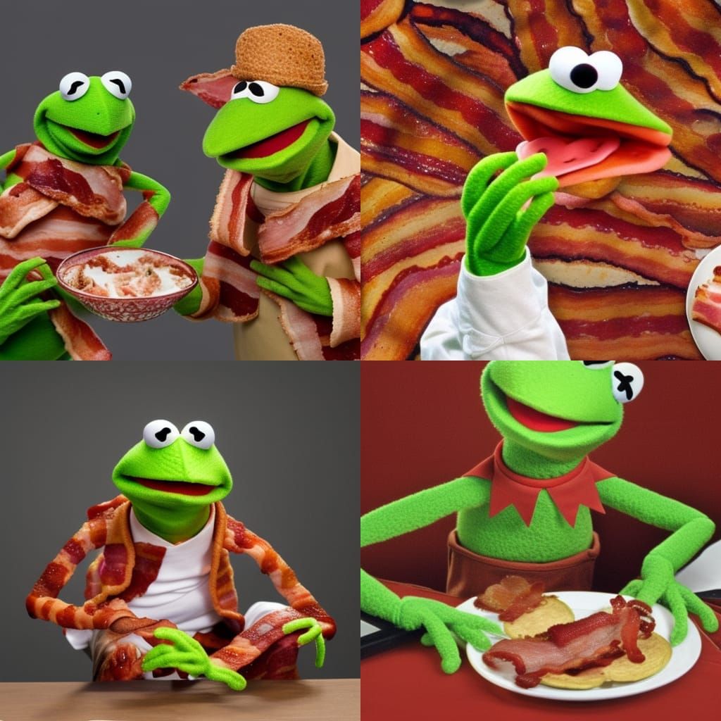 kermit the frog committing eating bacon