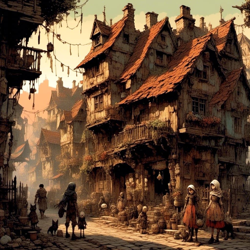 Amidst a war-torn village