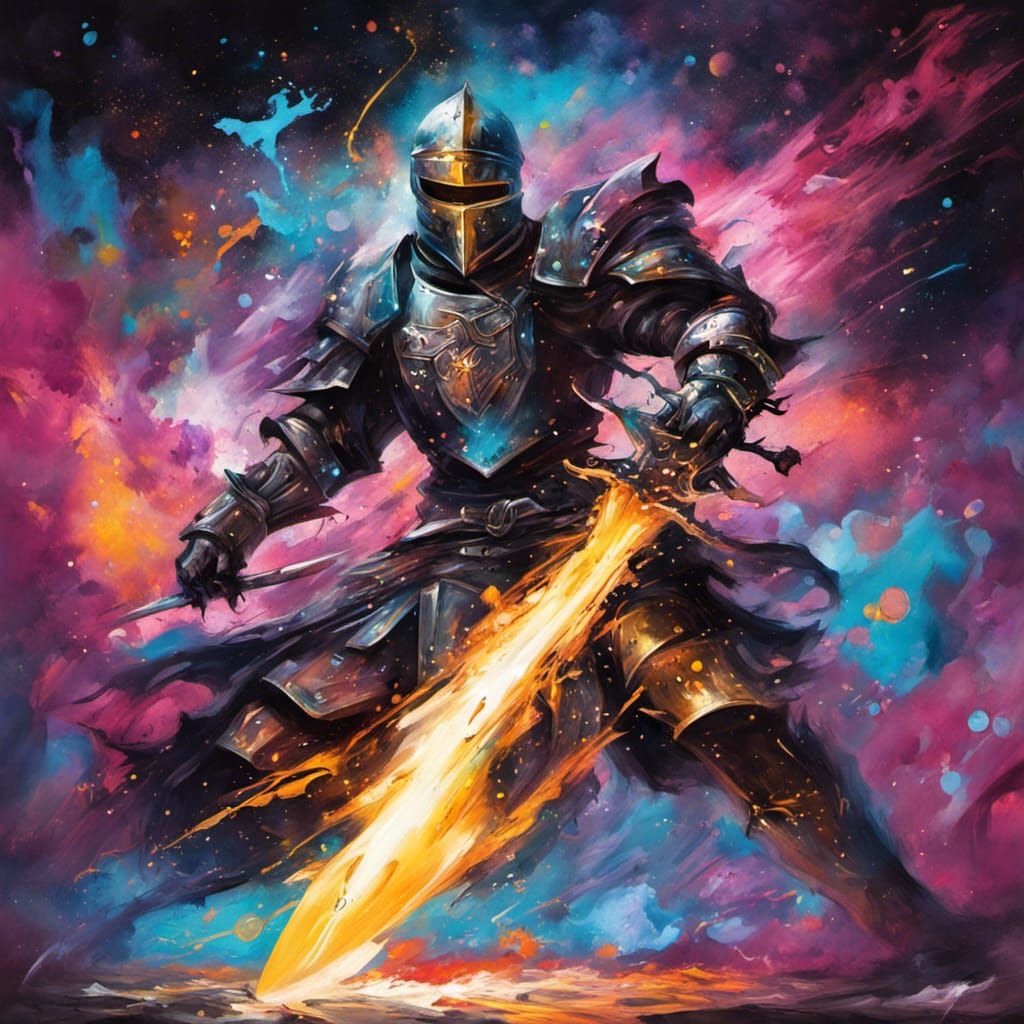 Galaxy knight  slaying a god