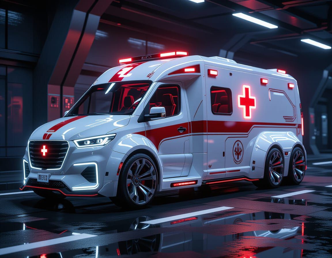 Futuristic ambulance car