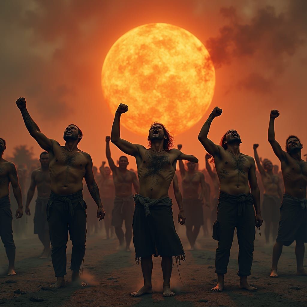 The sun become so HOT that everybody is burned. They have bl...