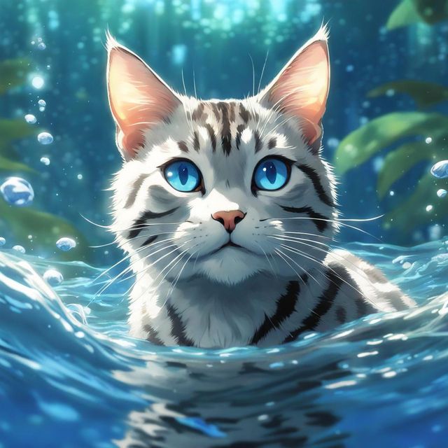 Feathertail swimming happily in water