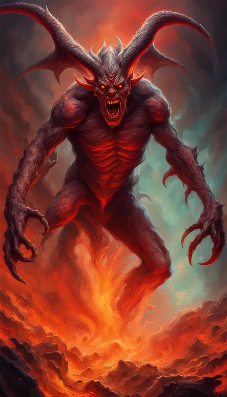 Demonic creature in hell - AI Generated Artwork - NightCafe Creator