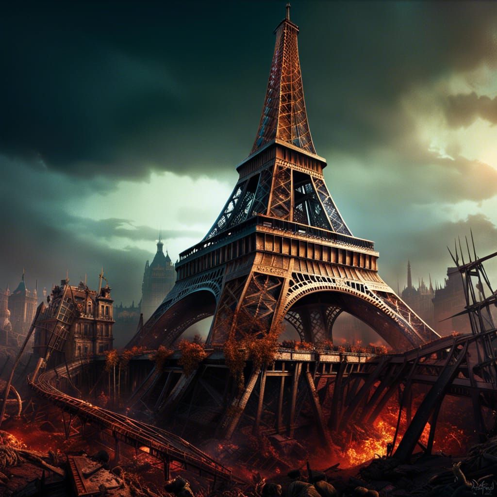 A post-apocalyptic Eiffel tower   by @RyeKing