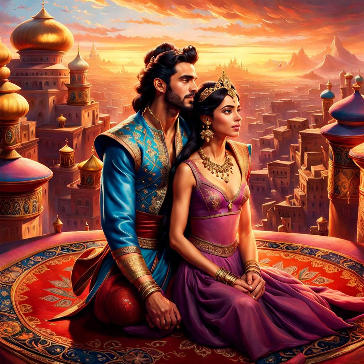 Alladin and Jasmine - AI Generated Artwork - NightCafe Creator