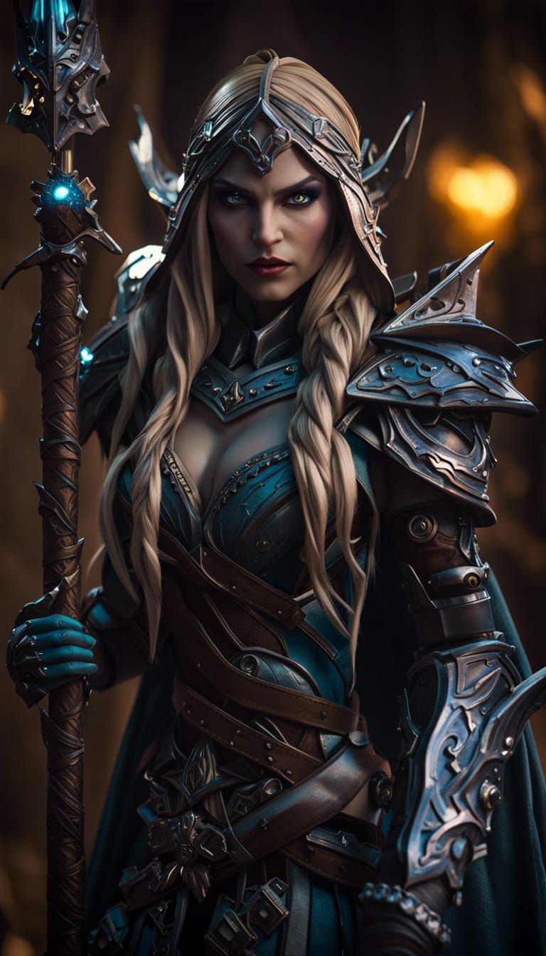 Beautiful high elf druid with legendary staff - AI Generated Artwork ...