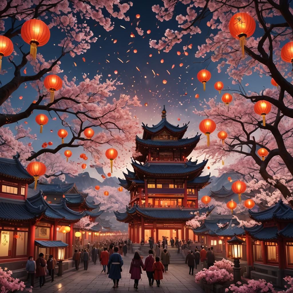 Chinese New year with lanterns.  by @Person 