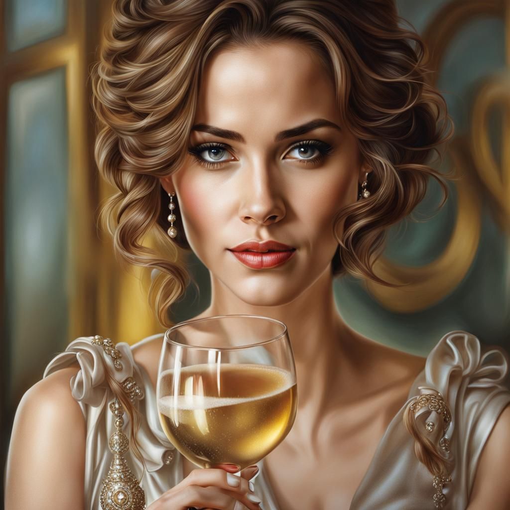 Image: I invite you, Miss, for a glass of wine Miss... - AI Generated ...