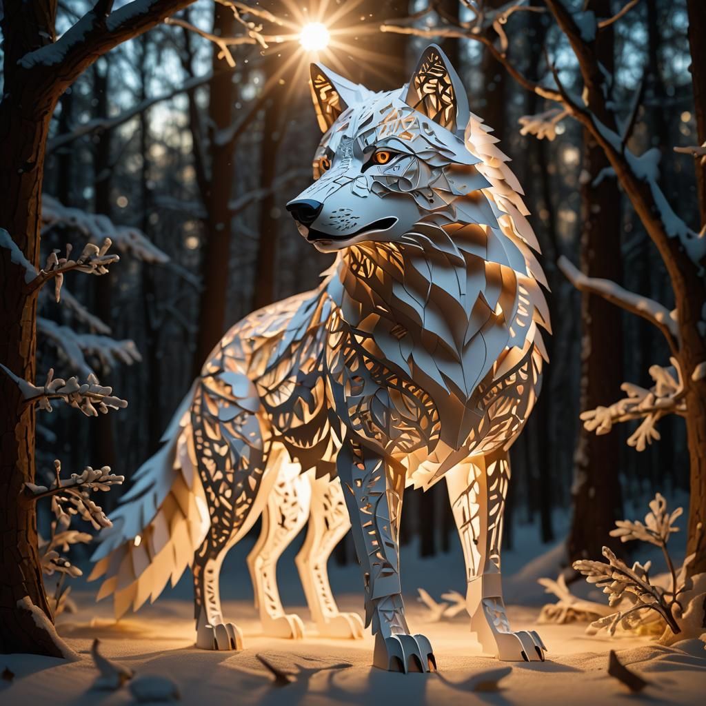 Kirigami Wolf  by @MyNameIs