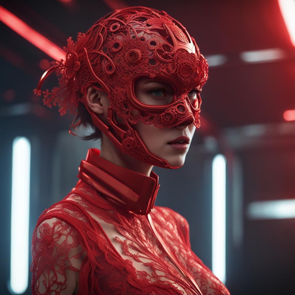 Red lace mask AI Generated Artwork NightCafe Creator