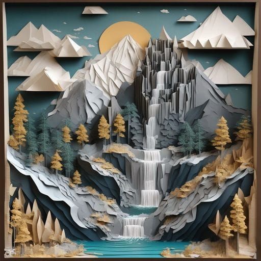 epic mountain landscape with waterfall