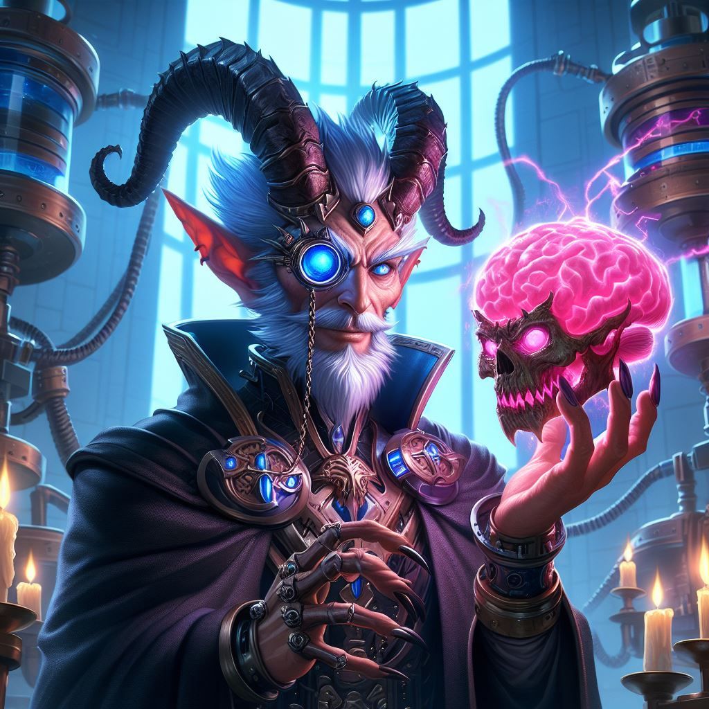 aethepunk demon scientists creating brain monster