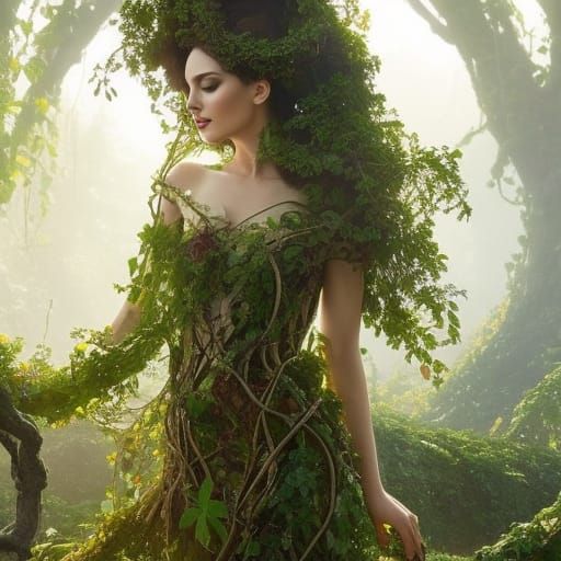 dryad covered in vines - AI Generated Artwork - NightCafe Creator