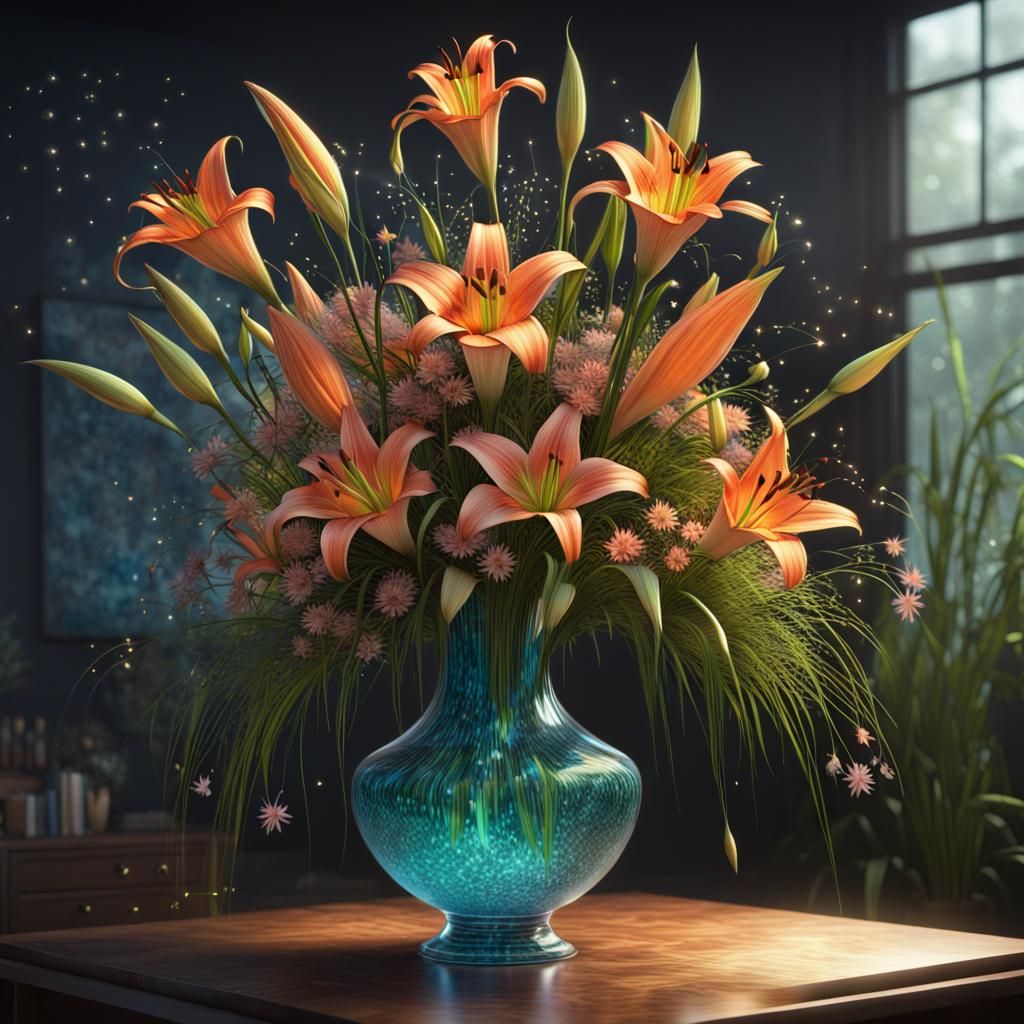 Flower Vase Still Life: Lillies 1