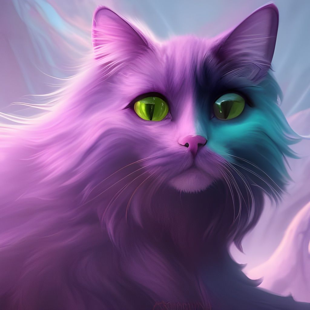 Cat with purple fur - AI Generated Artwork - NightCafe Creator