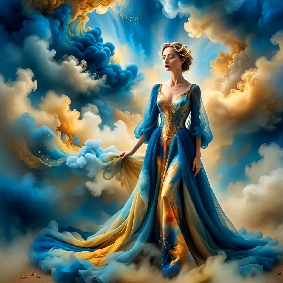 Mysterious Lady in Surreal Dramatic Scene