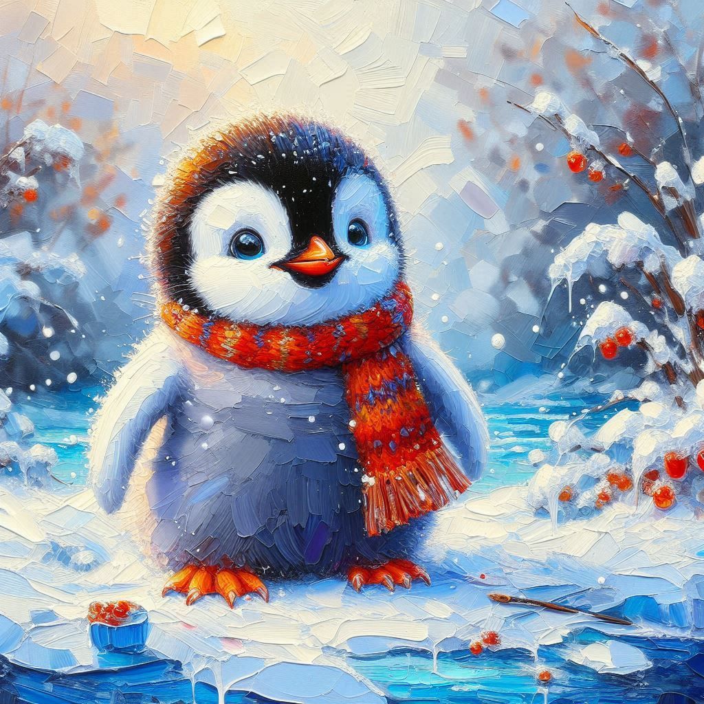little penguin in the snow