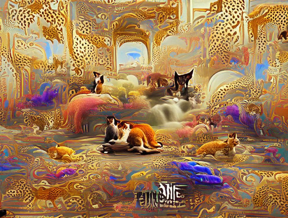 Fine feline art Wes Anderson detailed complex synesthesia ma...