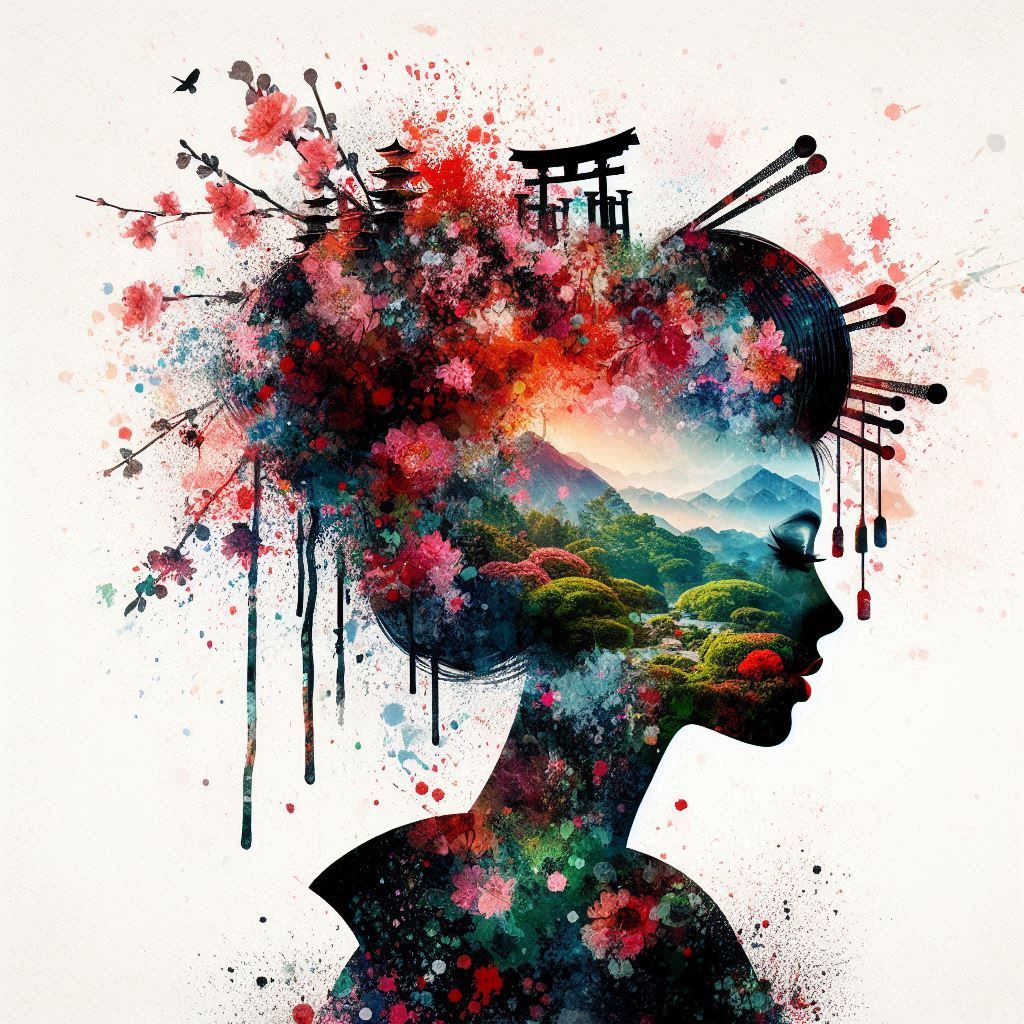 double exposure beautiful fantasy portrait landscape..