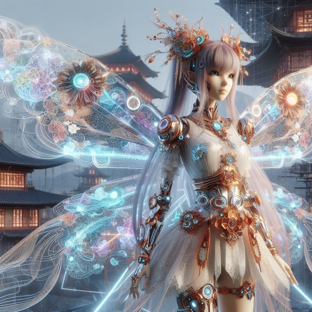 Silkpunk Cyborg Oriental Fairy