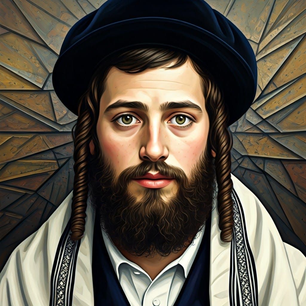 Orthodox Boy Portrait in Cubist Ink Splatter Art