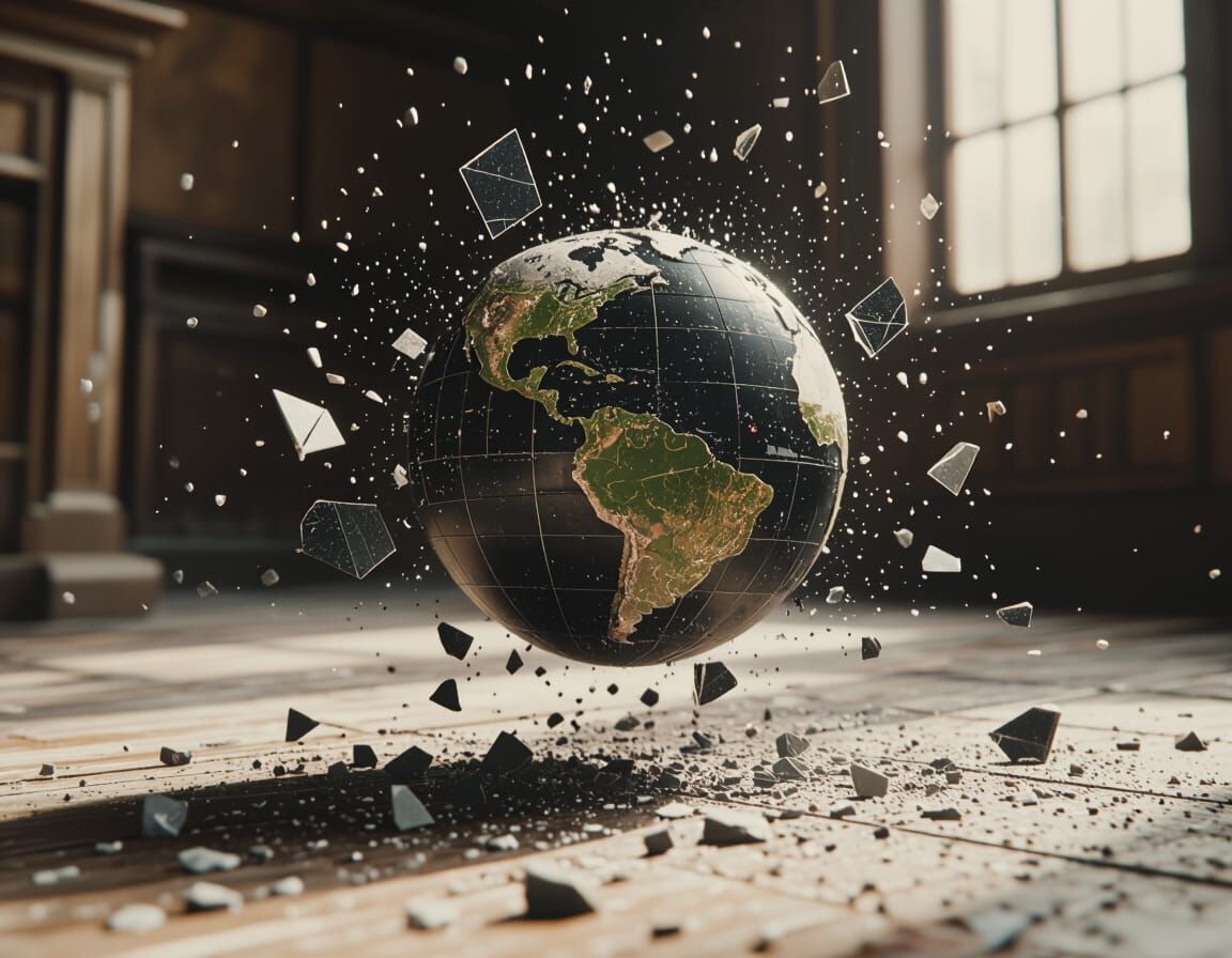 Shattered Globe in Mystical Darkness, Cinematic Film Still