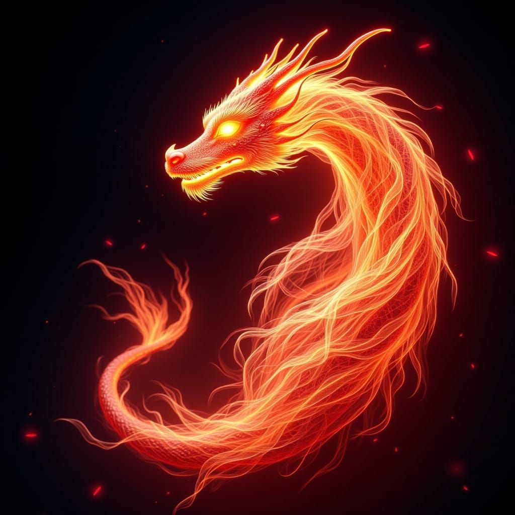 Majestic Fire Dragon of Ethereal Lights