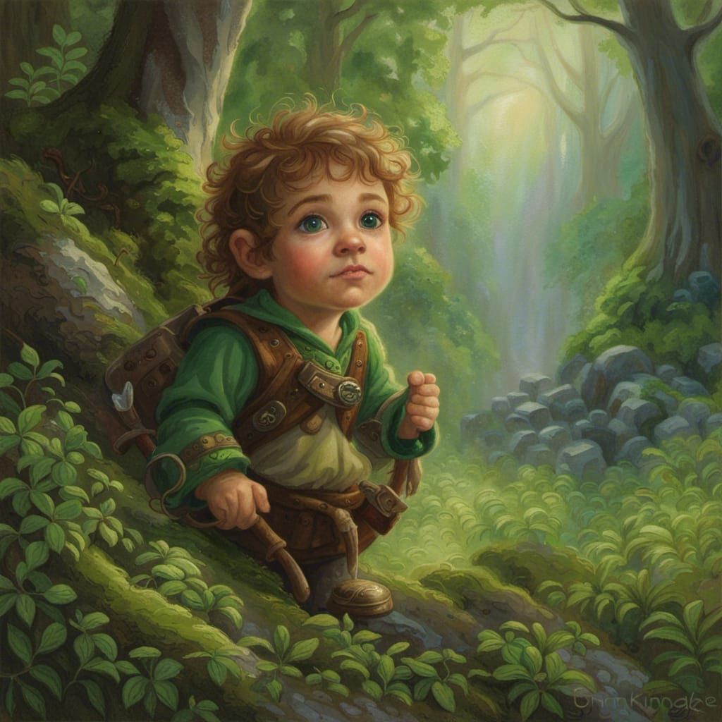 Halfling druid with vivid green eyes in a forrest - AI Generated ...