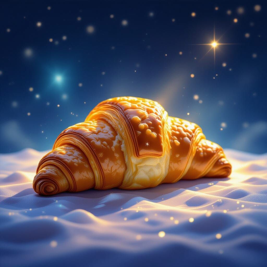 A sparkling gold croissant 