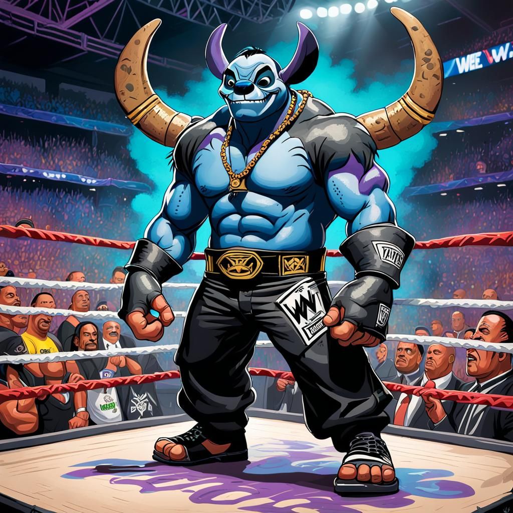 Disney Stitch Dressed up as WWE The Undertaker verging Disne...