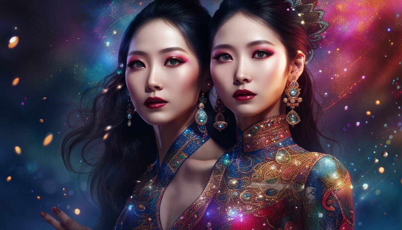 A beautiful Chinese woman of model appearance with bright gl...