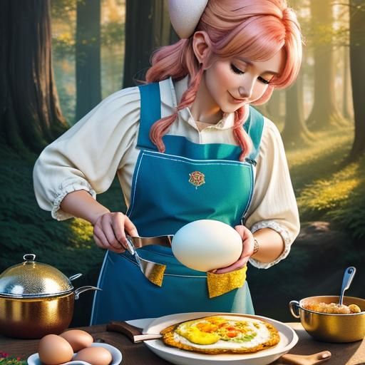 Whimsical Gnome Omelet: A Fantasy Illustration