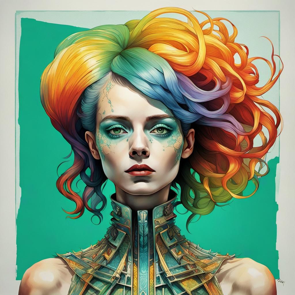 Woman with avantgarde hair