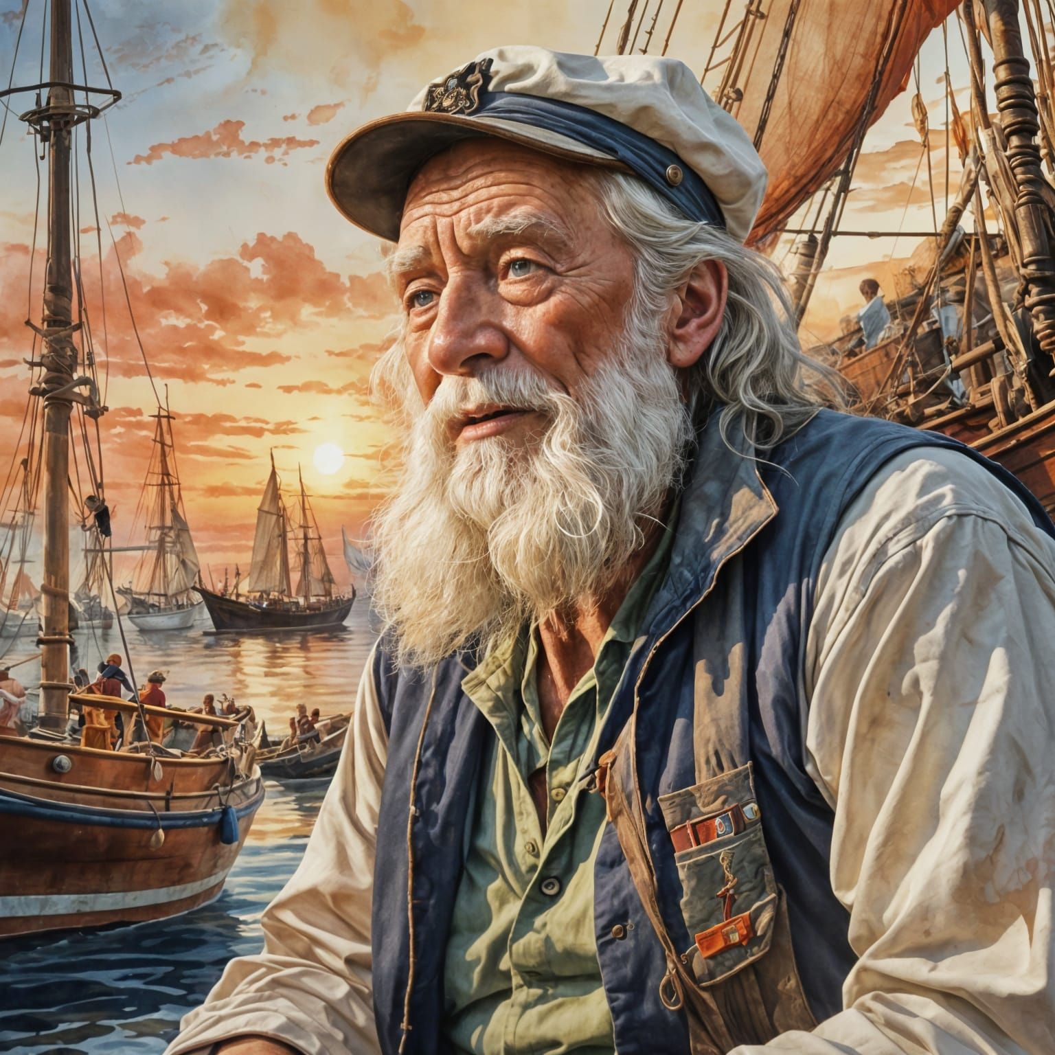 Captain Jack has many amazing stories of the sea  by @Tiny Pearl Cat