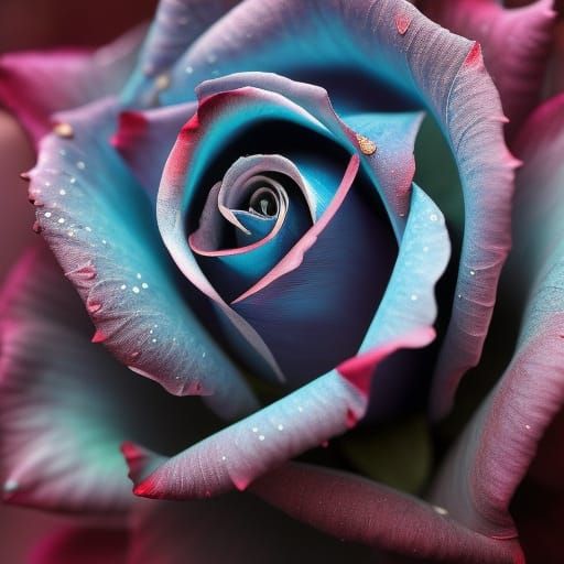 Blue And Pink Rose - Ai Generated Artwork - Nightcafe Creator